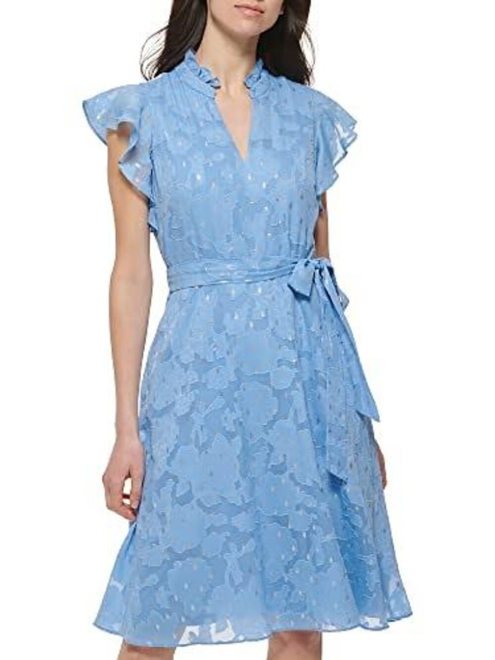 Jessica Howard Women's Midi Ruffle Sleeve Clip Chiffon Size 14P New with Tags!